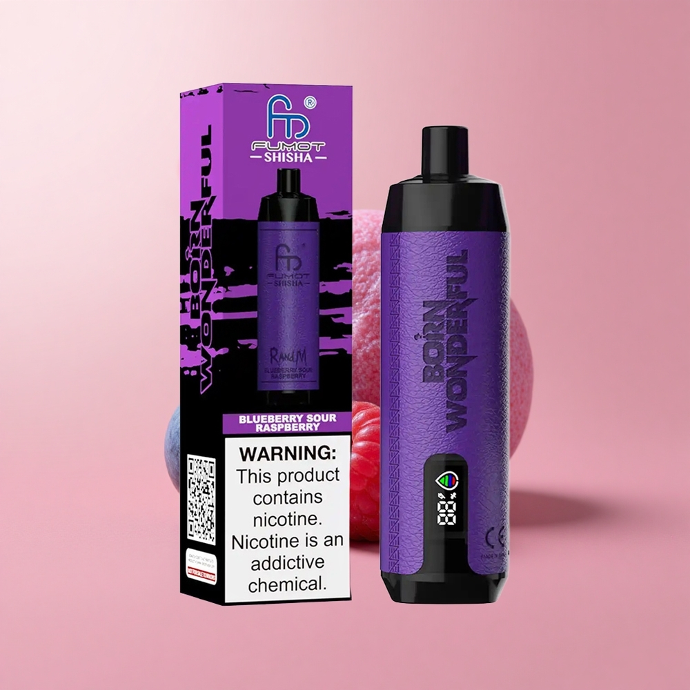 Синьо горска малина RandM Fumot Shisha 10000 Въздухоудари LED Bulgaria vape wholesale