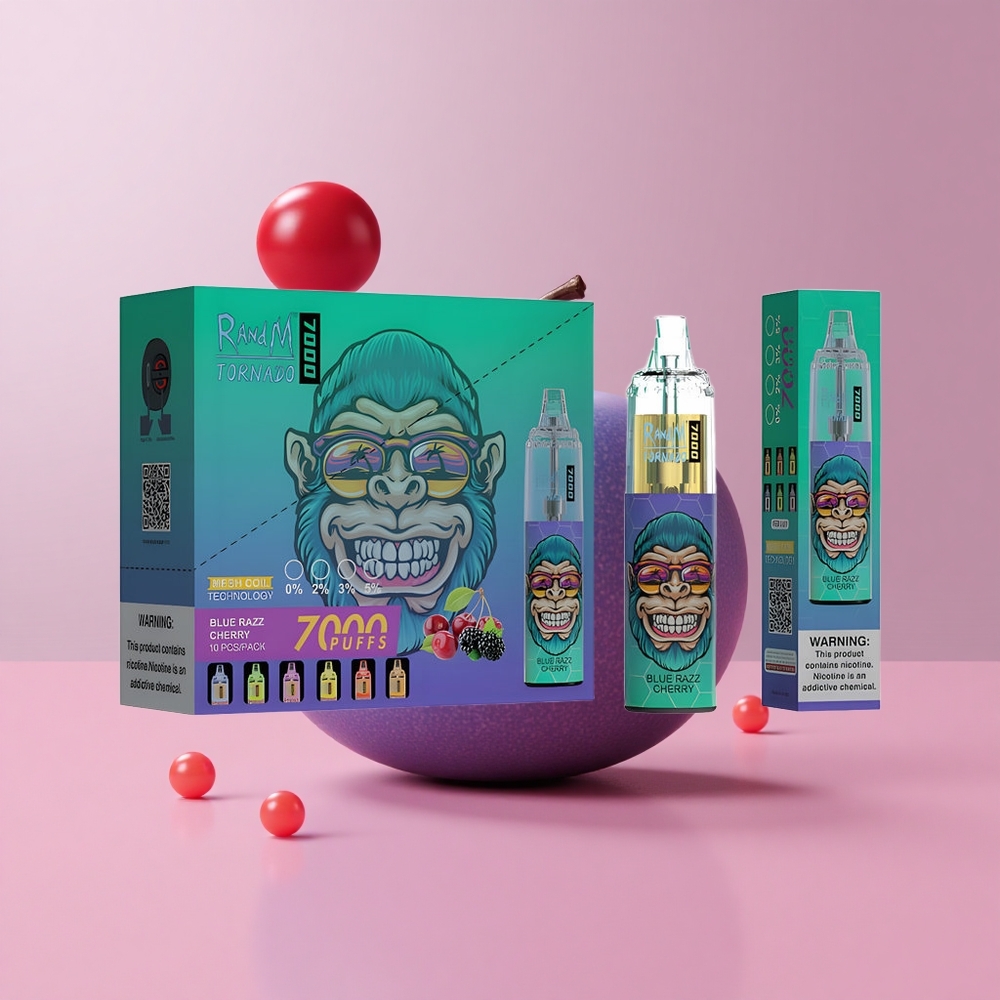 Синьо Малина и Череша RandM Fumot Tornado 7000 пуфовса Месилен намотка Bulgaria vape wholesale