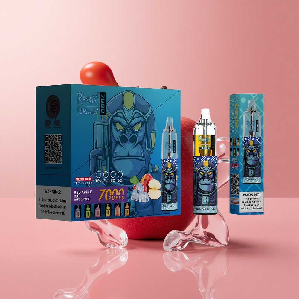 Червена Ябълка Лед RandM Fumot Tornado 7000 пуфове Mesh Bulgaria vape wholesale