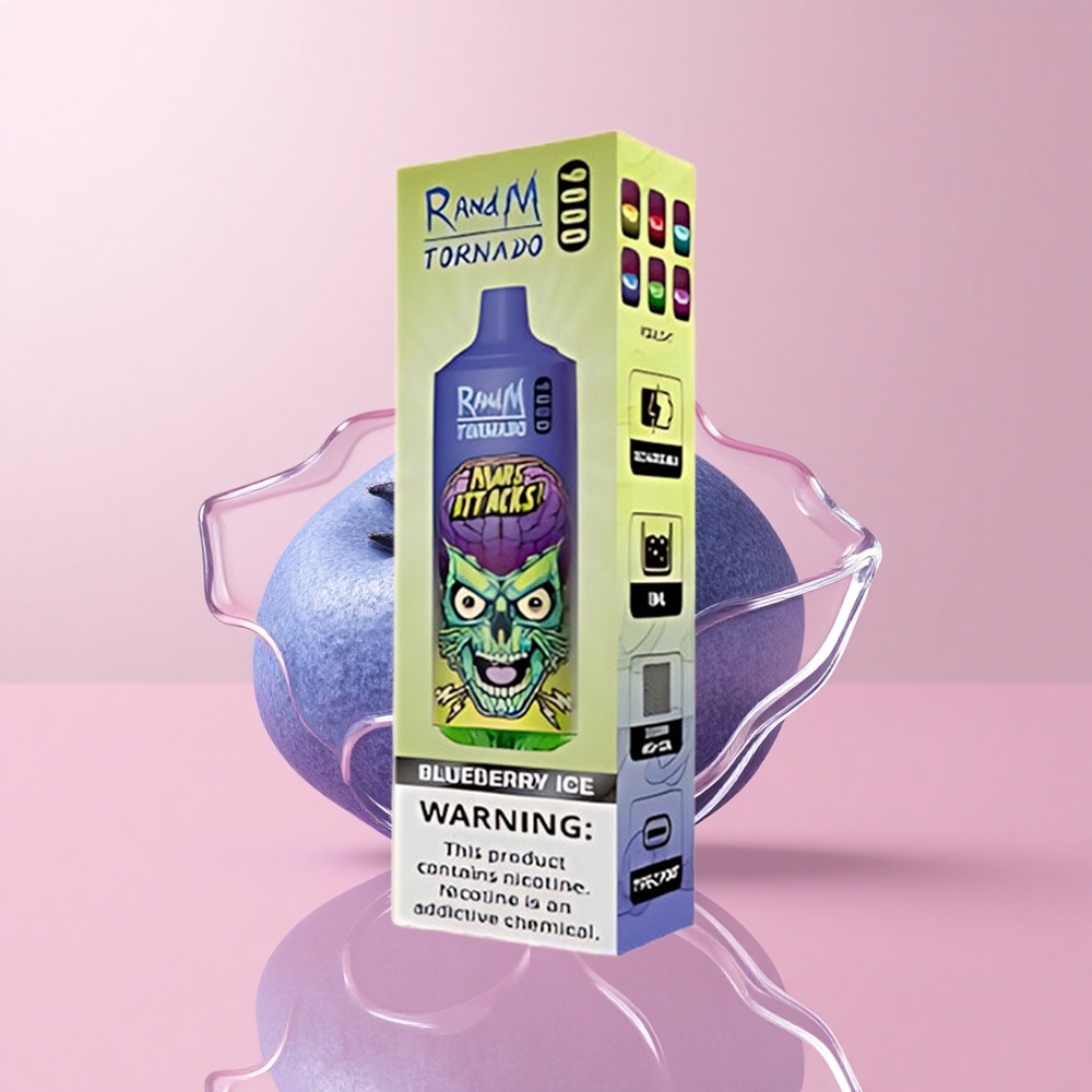 Синьо боровинка комбинация RandM Fumot Tornado 9000 пуфове 18 mL Bulgaria vape wholesale