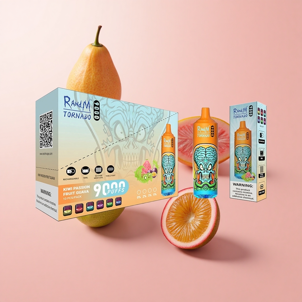 Киви Пъшофрукт Гуава RandM Fumot Tornado 9000 Пуфове Мрежов Coil Bulgaria vape wholesale