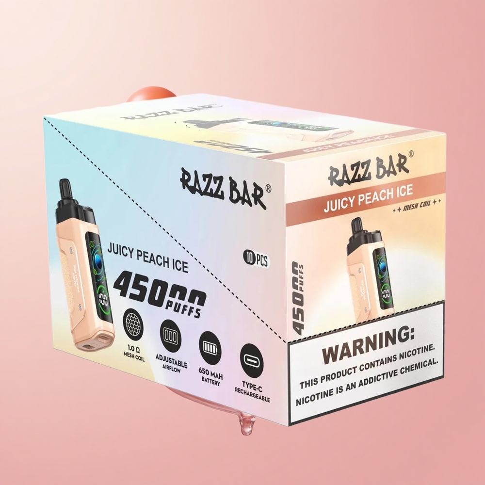 Сочен праскова лед Razz Bar 45000 Вдишвания 1.0 Ohm Bulgaria vape wholesale