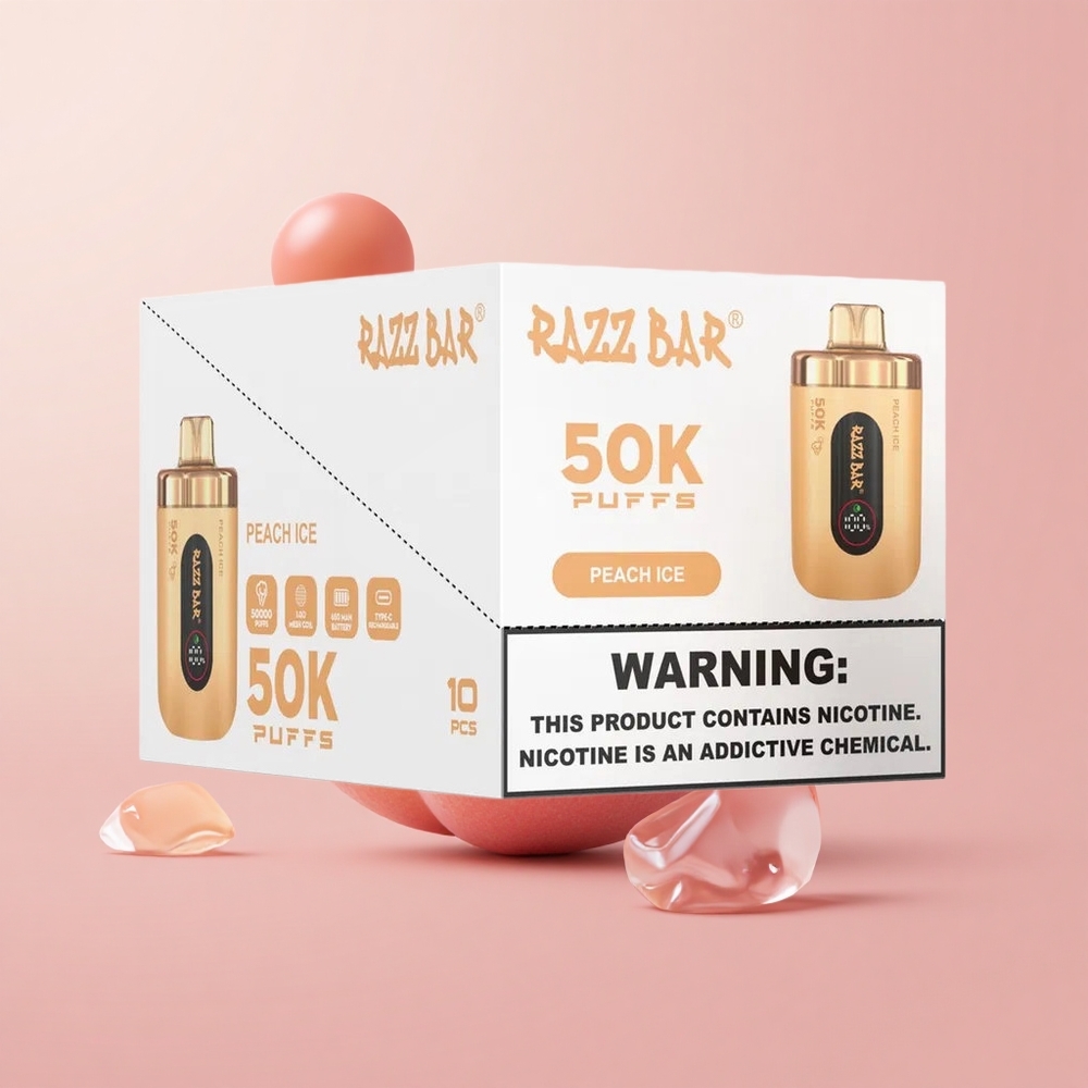 Праскова Лед Razz Bar 50K Puffs 50000 Въздуха Bulgaria vape wholesale