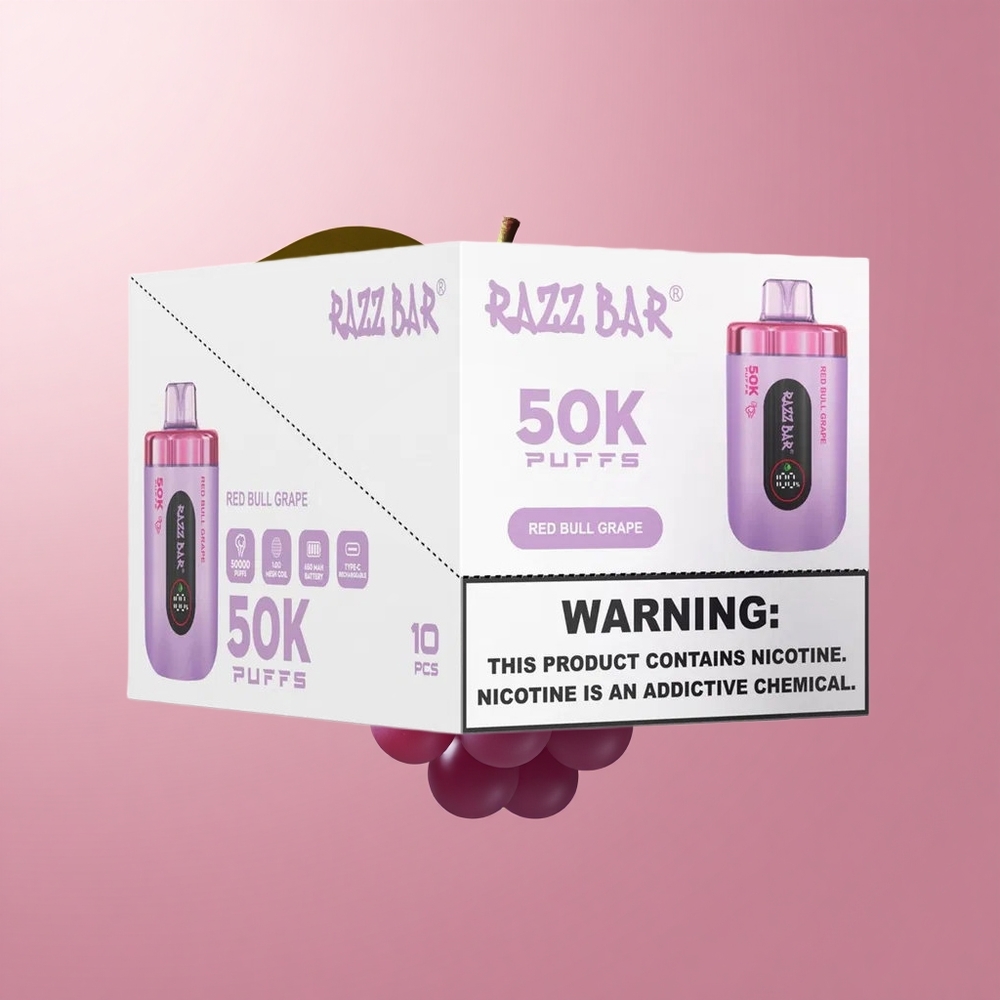 Гроздово Енергийна Напитка Razz Bar 50K Puffs 50000 Въздуха Bulgaria vape wholesale