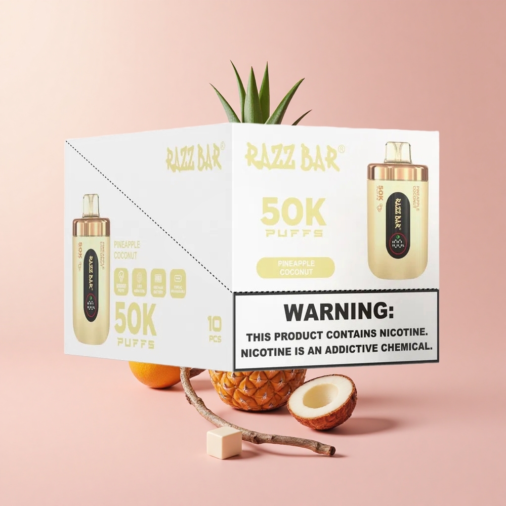 Ананас Кокос Razz Bar 50K Puffs 50000 Въздуха Type-C Bulgaria vape wholesale